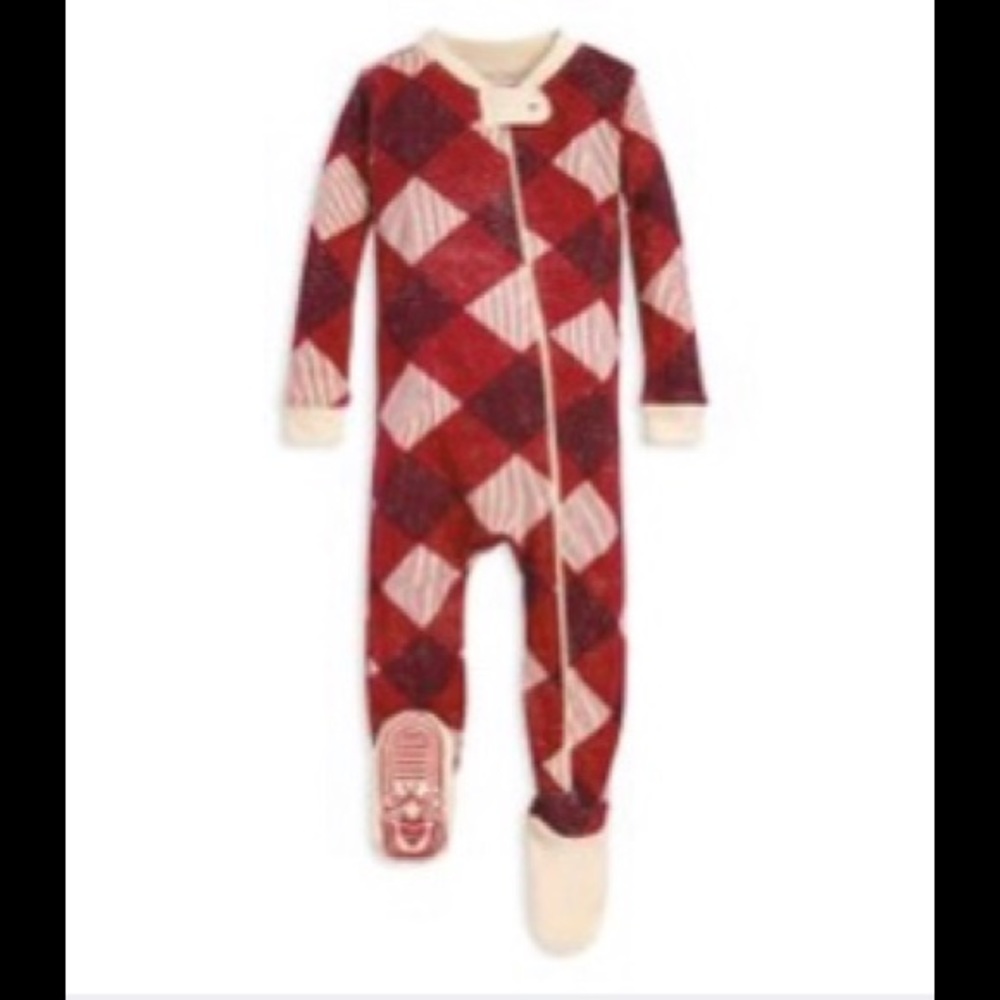 Baby Burt’s Bee Cranberry Abstract Argyle pjs